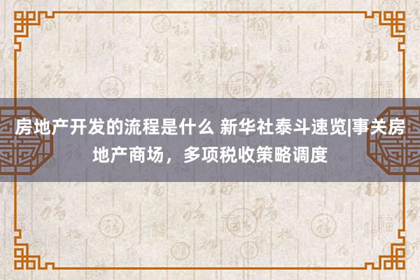 房地产开发的流程是什么 新华社泰斗速览|事关房地产商场，多项税收策略调度