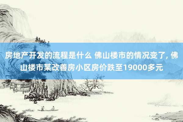 房地产开发的流程是什么 佛山楼市的情况变了, 佛山楼市某改善房小区房价跌至19000多元