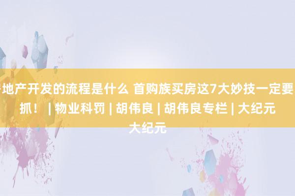 房地产开发的流程是什么 首购族买房这7大妙技一定要掌抓！ | 物业科罚 | 胡伟良 | 胡伟良专栏 | 大纪元