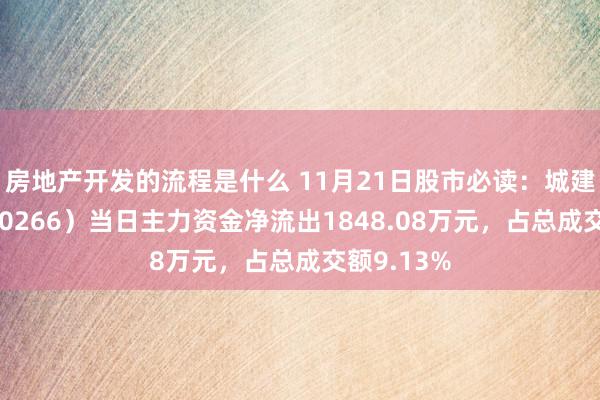 房地产开发的流程是什么 11月21日股市必读：城建发展（600266）当日主力资金净流出1848.08万元，占总成交额9.13%