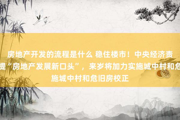 房地产开发的流程是什么 稳住楼市！中央经济责任会议再提“房地产发展新口头”，来岁将加力实施城中村和危旧房校正