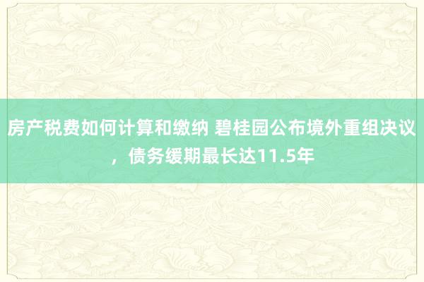 房产税费如何计算和缴纳 碧桂园公布境外重组决议，债务缓期最长达11.5年