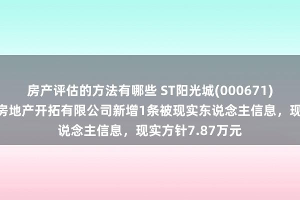 房产评估的方法有哪些 ST阳光城(000671)控股的绍兴光越房地产开拓有限公司新增1条被现实东说念主信息，现实方针7.87万元