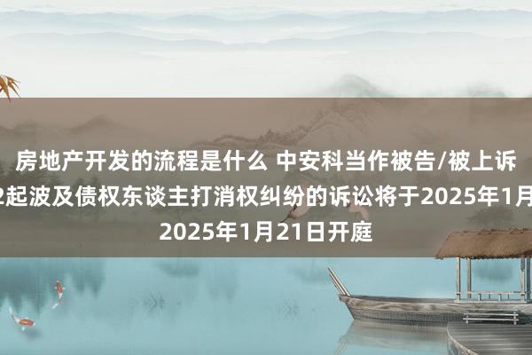 房地产开发的流程是什么 中安科当作被告/被上诉东谈主的2起波及债权东谈主打消权纠纷的诉讼将于2025年1月21日开庭