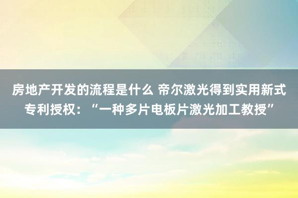 房地产开发的流程是什么 帝尔激光得到实用新式专利授权：“一种多片电板片激光加工教授”