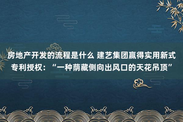 房地产开发的流程是什么 建艺集团赢得实用新式专利授权：“一种荫藏侧向出风口的天花吊顶”