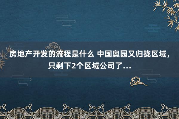 房地产开发的流程是什么 中国奥园又归拢区域，只剩下2个区域公司了…