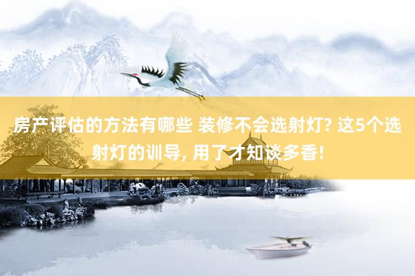 房产评估的方法有哪些 装修不会选射灯? 这5个选射灯的训导, 用了才知谈多香!