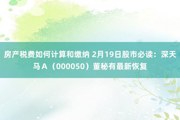 房产税费如何计算和缴纳 2月19日股市必读：深天马Ａ（000050）董秘有最新恢复