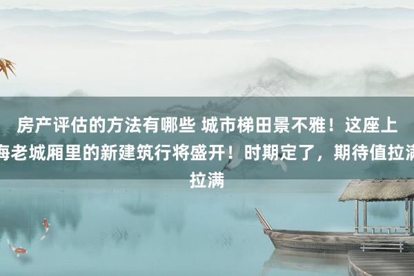 房产评估的方法有哪些 城市梯田景不雅！这座上海老城厢里的新建筑行将盛开！时期定了，期待值拉满